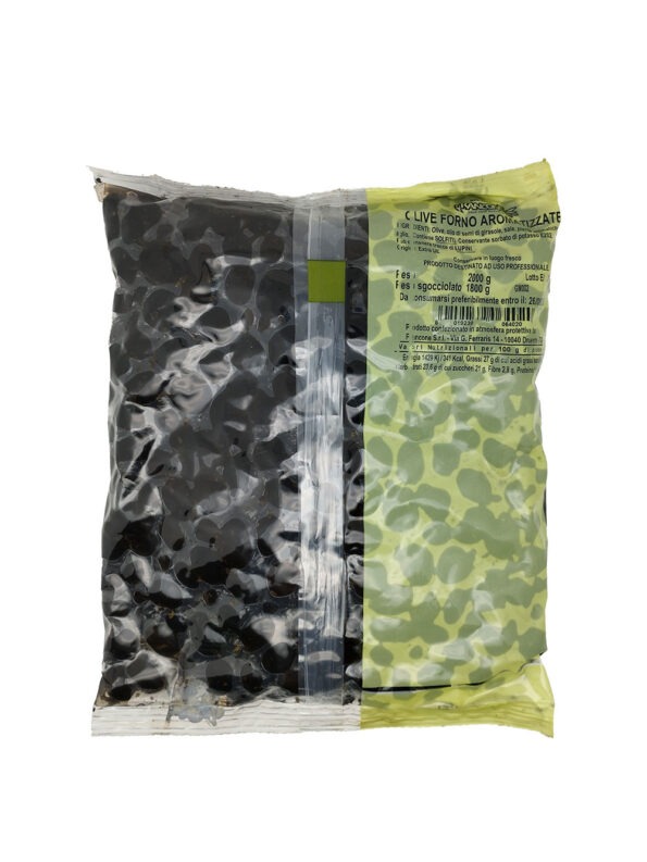 Olive nere al forno aromatizzate dolci - confezione - Antica Ricetta di Puglia, prodotti tipici regionali 100% made in Italy