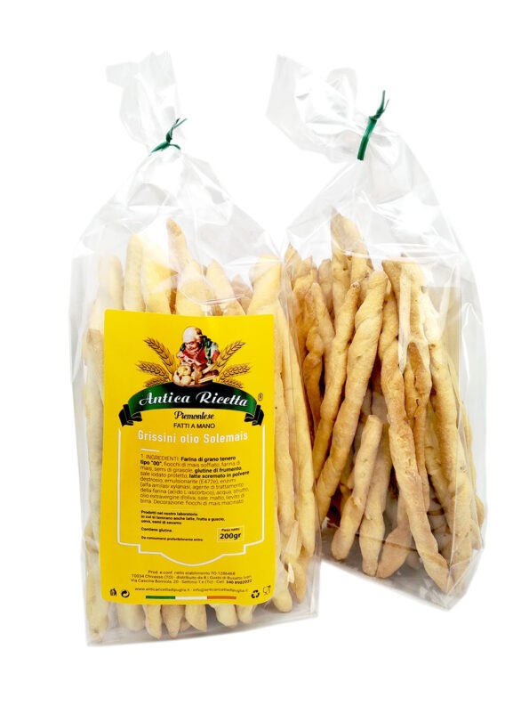 Grissini Rubatà con fiocchi di Mais, con olio extravergine di oliva