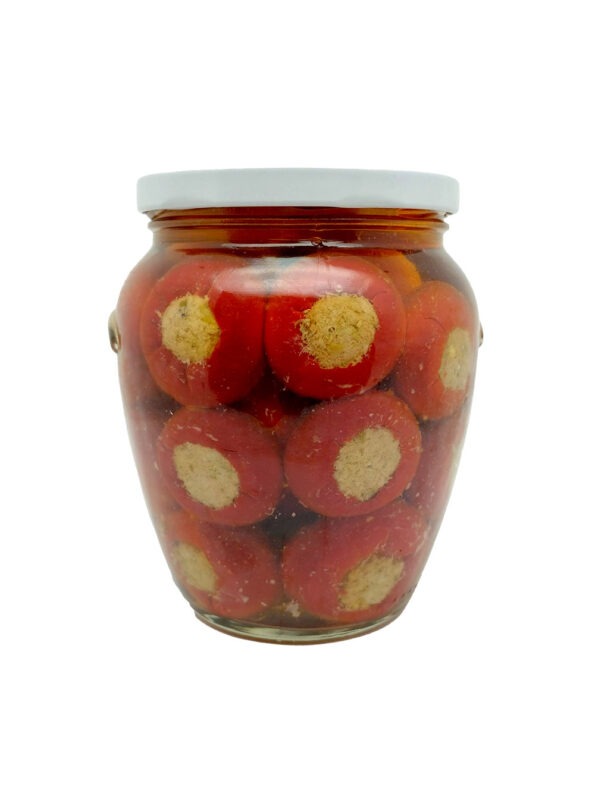 Peperoncini ripieni con tonno sottolio - vasetto 550 g - La Cerignola di una Volta - Antica Ricetta di Puglia prodotti tipici regionali