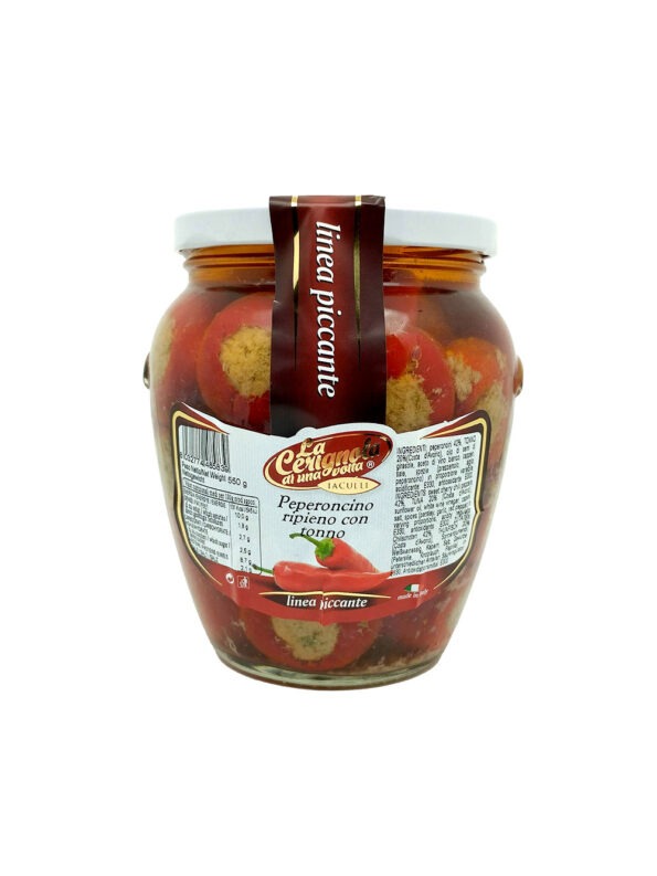 Peperoncini ripieni con tonno sottolio 550 g - La Cerignola di una Volta - Antica Ricetta di Puglia prodotti tipici regionali